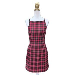 Vintage 90s / Y2K No Boundaries Plaid Dress - Pink / Black - S